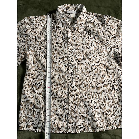 Vtg. DIVERSITY brand Petite SZ 12 mod print long sleeve blouse - Picture 6 of 6
